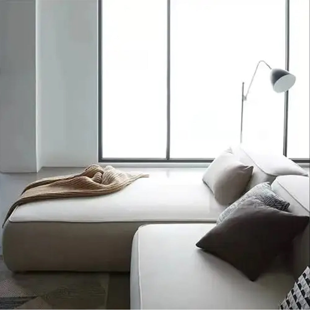 Comfort Max L-Shaped 4 Seater Sofa Velvet Fabric - Light Beige -  L290cm x W178cm x H70cm - Cotton Home