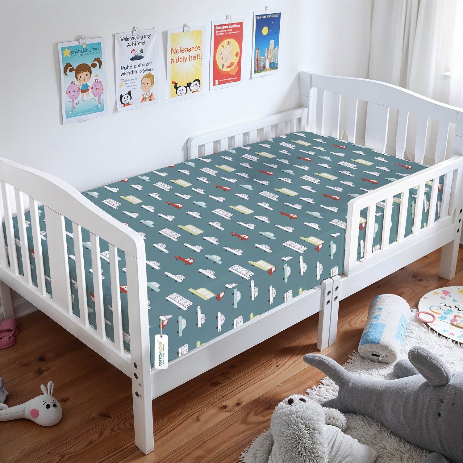 Premium Cotton 3-Piece Baby Crib Bedding Set (120x60 cm) Fitted Baby Mattress Sheets and Protector Dream Home