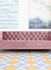 Ector 3-Seater Velvet Tuxedo Arm Sofa - Luxurious Rust Upholstery L220cm x H86cm x W78cm - Cotton Home