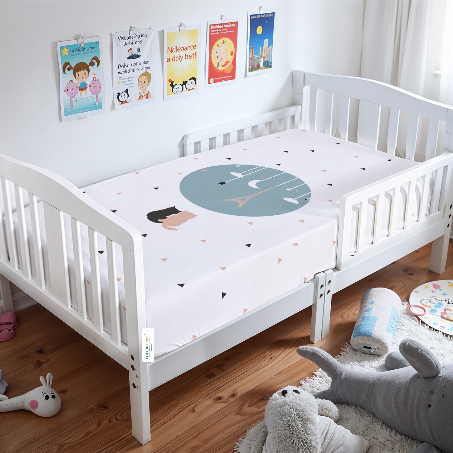 Premium Cotton 2PC Crib Sheets (120x60 cm) Soft, Breathable, Fitted Baby Mattress Sheets Dream Night