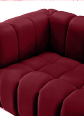Gwen 3 Seater Sofa Velvet Fabric - Red - L231cm x W89cm X 75cm - Cotton Home