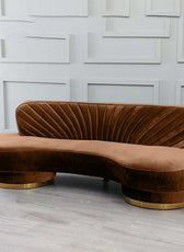 Northpol 3 Seater Sofa Velvet Fabric - Golden - L242cm x W100cm X H78cm - Cotton Home