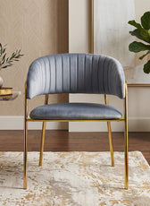 Luxury Grey Velvet Dining Chair with Gold Stainless Steel Legs 75 x 55 x 52 cm