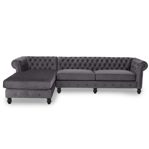 Opulent Oasis 4 Seater Triangle Corner L Shape Fabric Sofa - Gray - Cotton Home