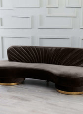 Northpol 3 Seater Velvet Sofa in Brown - Elegant Comfort 242cm x 100cm x 78cm - Cotton Home