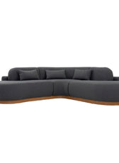 Lorenzo 4 Seater  Corner Sofa Velvet Fabric - Gray -  L245cm x W255cm x H88cm - Cotton Home