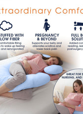 Four Seasons Pregnancy Pillow J Shaped Full Body Maternity Pillow 80x130cm Blue - Cotton Home