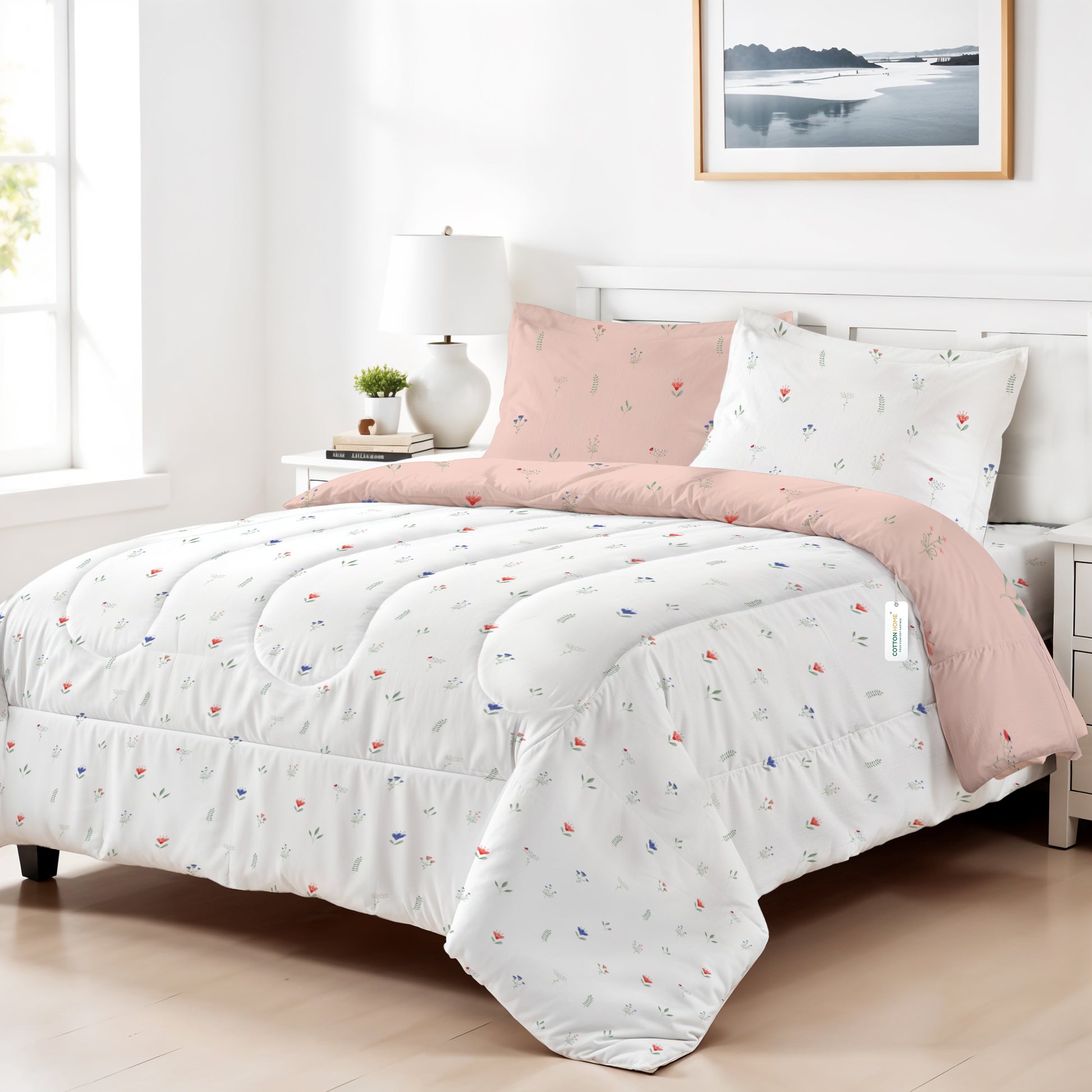 Premium Cotton 4PC Bedding Set Kids Comforter Set 160x220cm Peach Blossom
