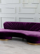 Northpol 3 Seater Velvet Sofa in Purple - Elegant Comfort 242cm x 100cm x 78cm - Cotton Home