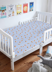 Premium Cotton 3-Piece Baby Crib Bedding Set (120x60 cm) Fitted Baby Mattress Sheets and Protector Little Cars