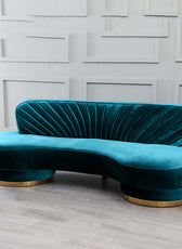 Northpol 3 Seater Velvet Sofa in Blue - Elegant Comfort 242cm x 100cm x 78cm - Cotton Home