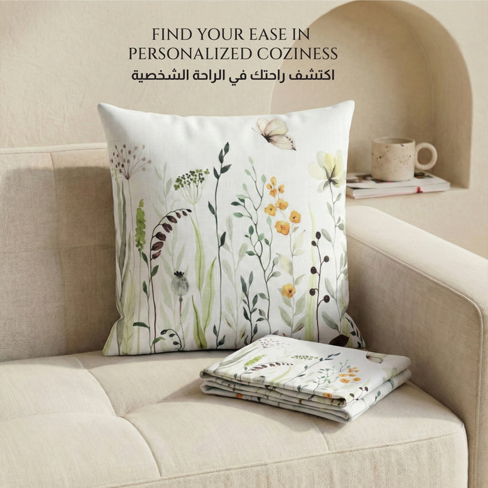 Cotton Decorative Throw Pillows Pack of 2 - 45x45 cm Square, Floral