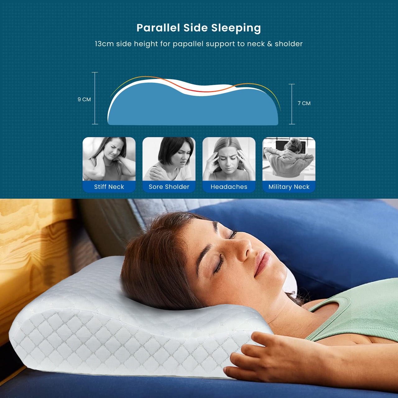 High Quality Mini Size 31x47cm (7x9) Knitted Anti Snore Contour Cervical Neck Support Memory Foam Pillow with Washable Grey Cover - Cotton Home