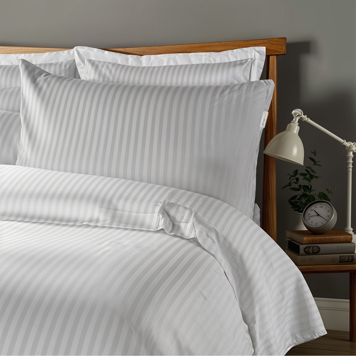 6 Piece Duvet Cover Set 220x240cm Queen - White Stripe - Cotton Home