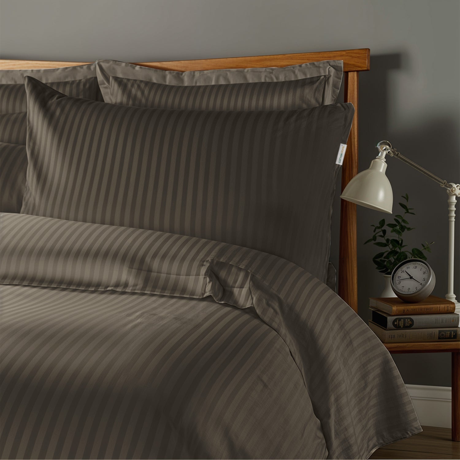 6 Piece  Duvet Cover Set 220x240cm King - Gray Stripe - Cotton Home