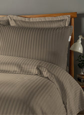 6 Piece Duvet Cover Set 240x260cm King - Light Brown Stripe - Cotton Home