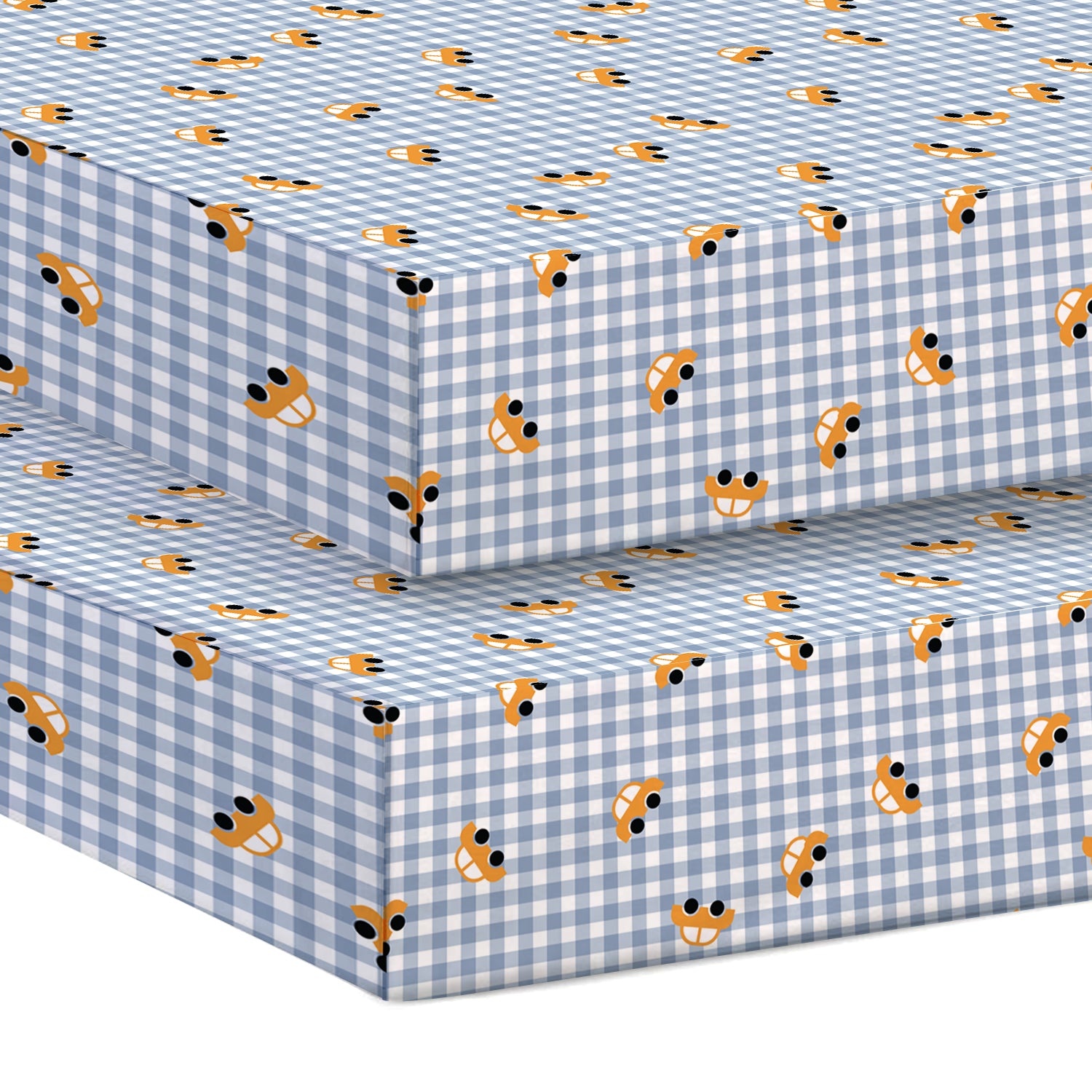 Premium Cotton 3-Piece Baby Crib Bedding Set (120x60 cm) Fitted Baby Mattress Sheets and Protector Little Cars