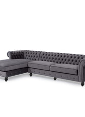 Opulent Oasis 4 Seater Triangle Corner L Shape Fabric Sofa - Gray - Cotton Home