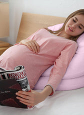 Four Seasons Pregnancy Pillow J Shaped Full Body Maternity Pillow 80x130cm Pink - Cotton Home