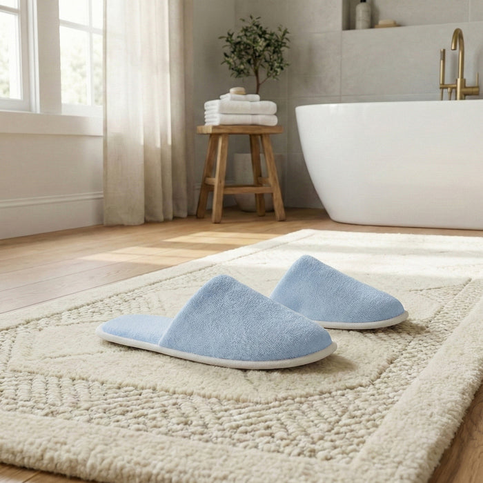 Turkish Luxury Spa Slippers for Men and Women Pack of 2 set  – Soft Lightweight Sky Blue