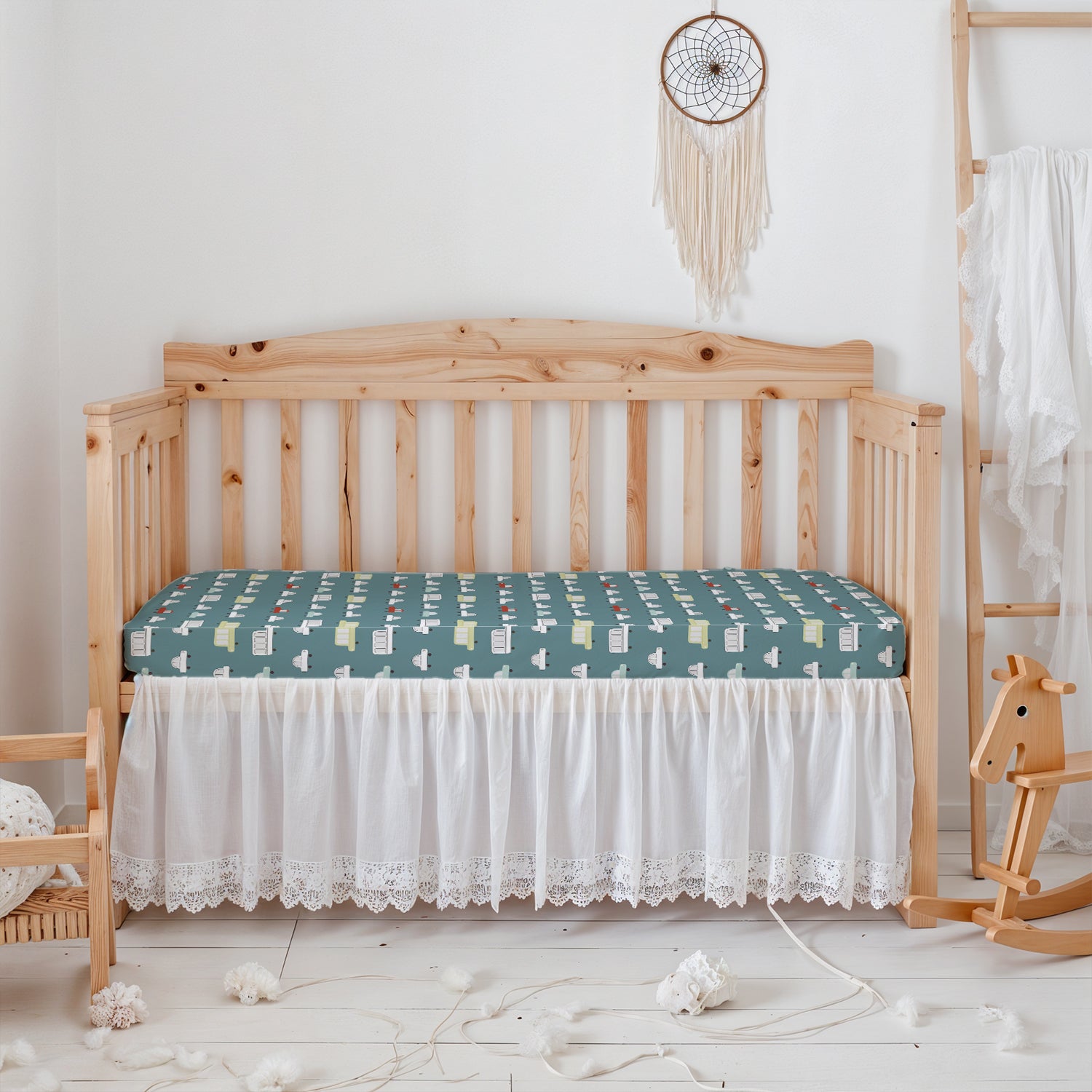 Premium Cotton 3-Piece Baby Crib Bedding Set (120x60 cm) Fitted Baby Mattress Sheets and Protector Dream Home