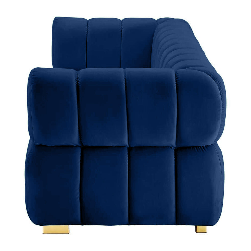 Gwen 3 Seater Sofa Velvet Fabric - Navy Blue - L231cm x W89cm X 75cm - Cotton Home