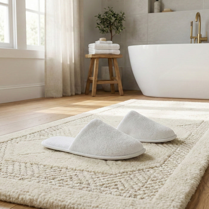 Turkish Luxury Spa Slippers for Men and Women Pack of 2 set  – Soft Lightweight White