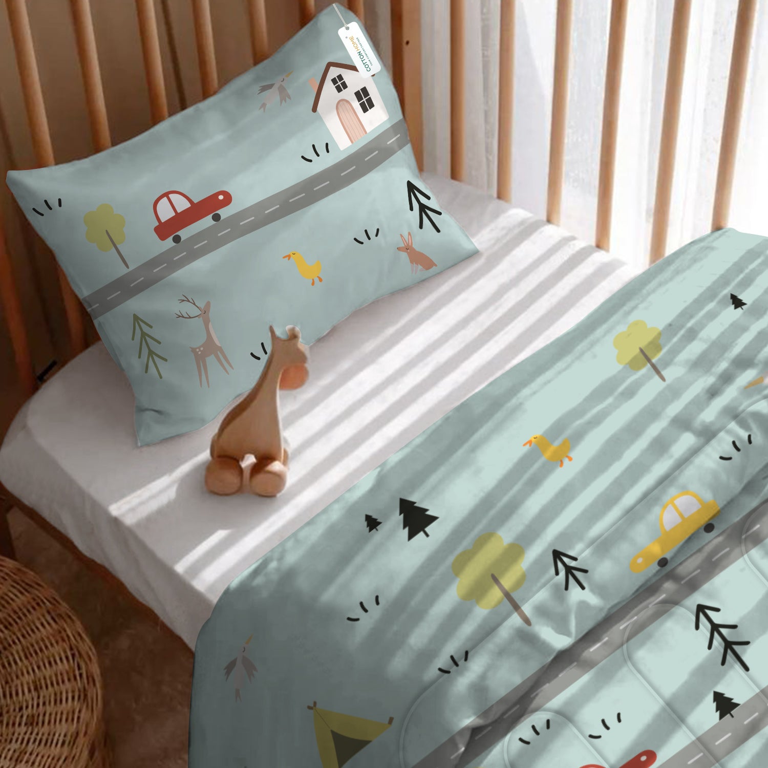 3Piece Baby Crib Comforter Set 90x120 Cotton Comforter, Filled Pillow & Pillow Cover – Dream Home