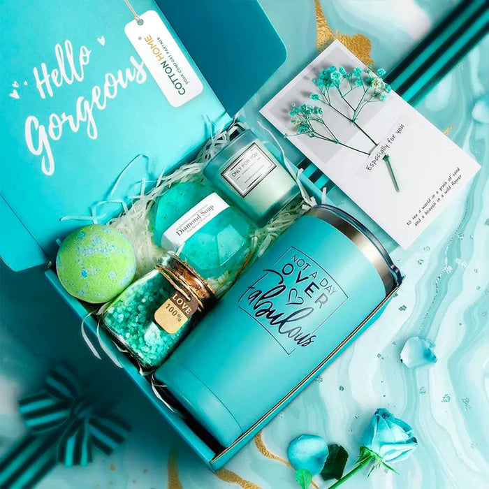 The Sanctuary Box Set – Luxury Home & Bath Gift Bundle Self Care Home Spa Teal