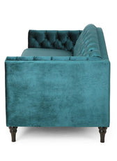 Nova 3-Seater Velvet Sofa with Square Arms – L220cm x W60cm x H85cm, Comfortable & Stylish Sofa for Living Room - Cotton Home