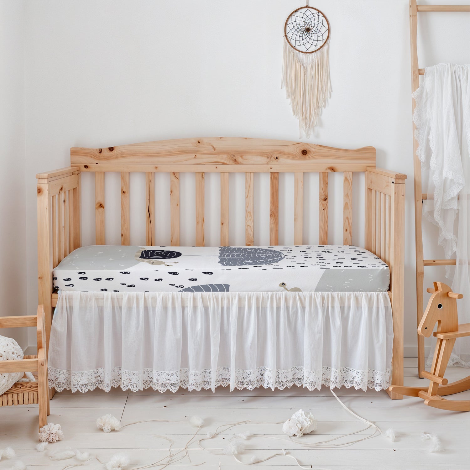 Premium Cotton 3-Piece Baby Crib Bedding Set (120x60 cm) Fitted Baby Mattress Sheets and Protector Shelly Rains