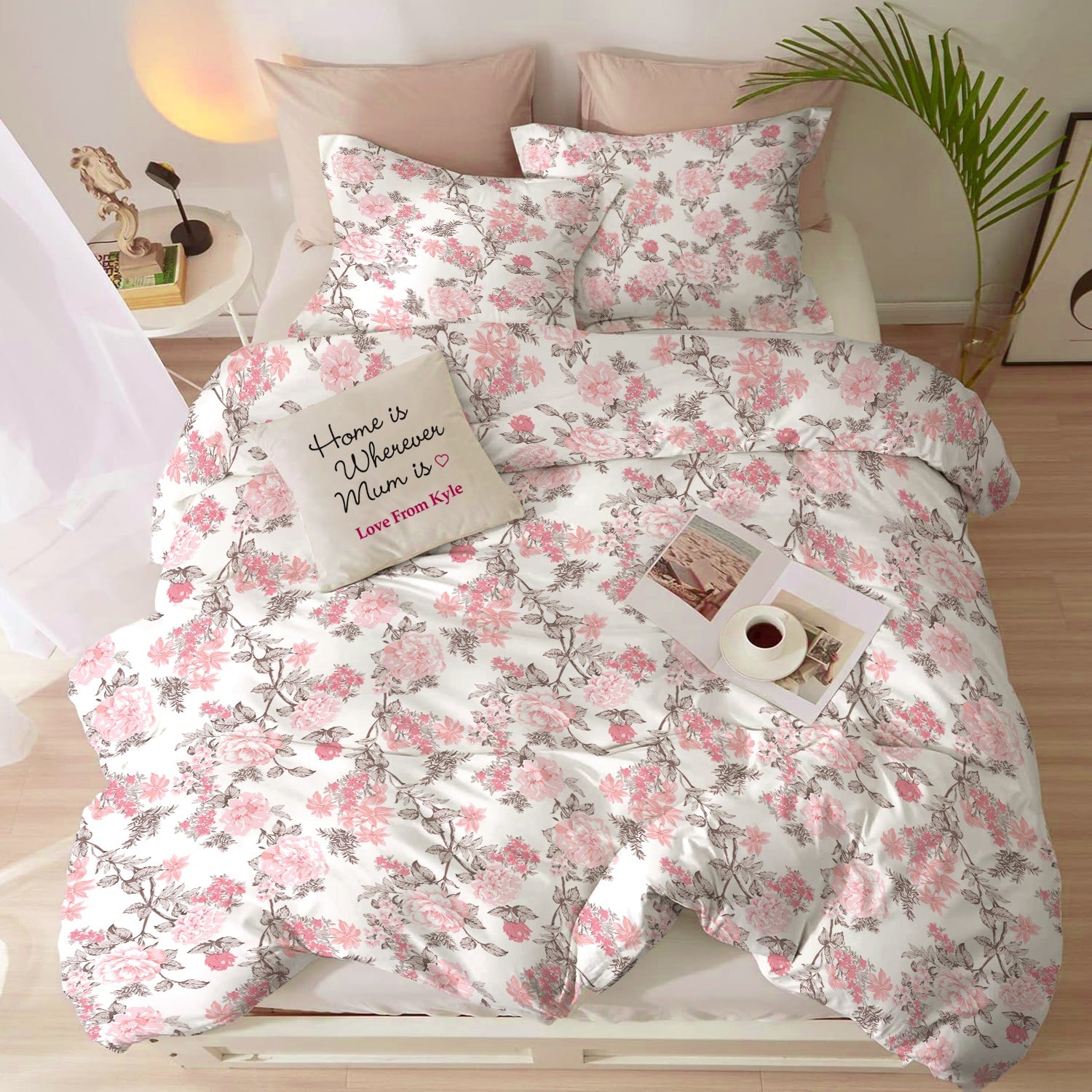 Duvet Cover 4 piece set Super King size High quality 240x260 duvet cover with Fitted sheet and pillow cases Abstract Harmony - Cotton Home