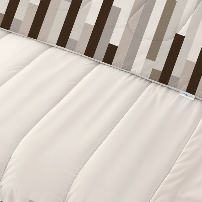Premium Cotton 4PC Comforter Set 160x220cm Choco Stripes