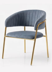 Luxury Grey Velvet Dining Chair with Gold Stainless Steel Legs 75 x 55 x 52 cm
