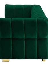 Gwen 3 Seater Sofa - Luxurious Emerald Green Velvet Upholstery - Spacious L231cm x W89cm x H75cm - Cotton Home