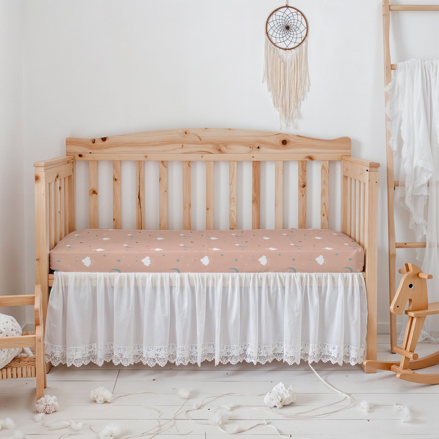 Premium Cotton 2PC Crib Sheets (120x60 cm) Soft, Breathable, Fitted Baby Mattress Sheets Dream Night