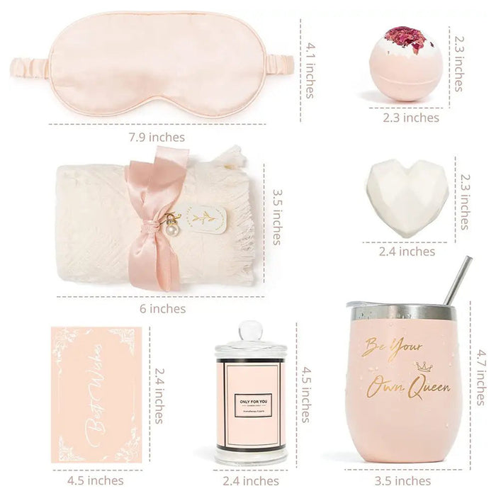 Bath Gift Box Set – Luxe Beige Spa Care Package with 8 Relaxing Self-Care Items for Women, Mom, Wife, Sister, Friends
