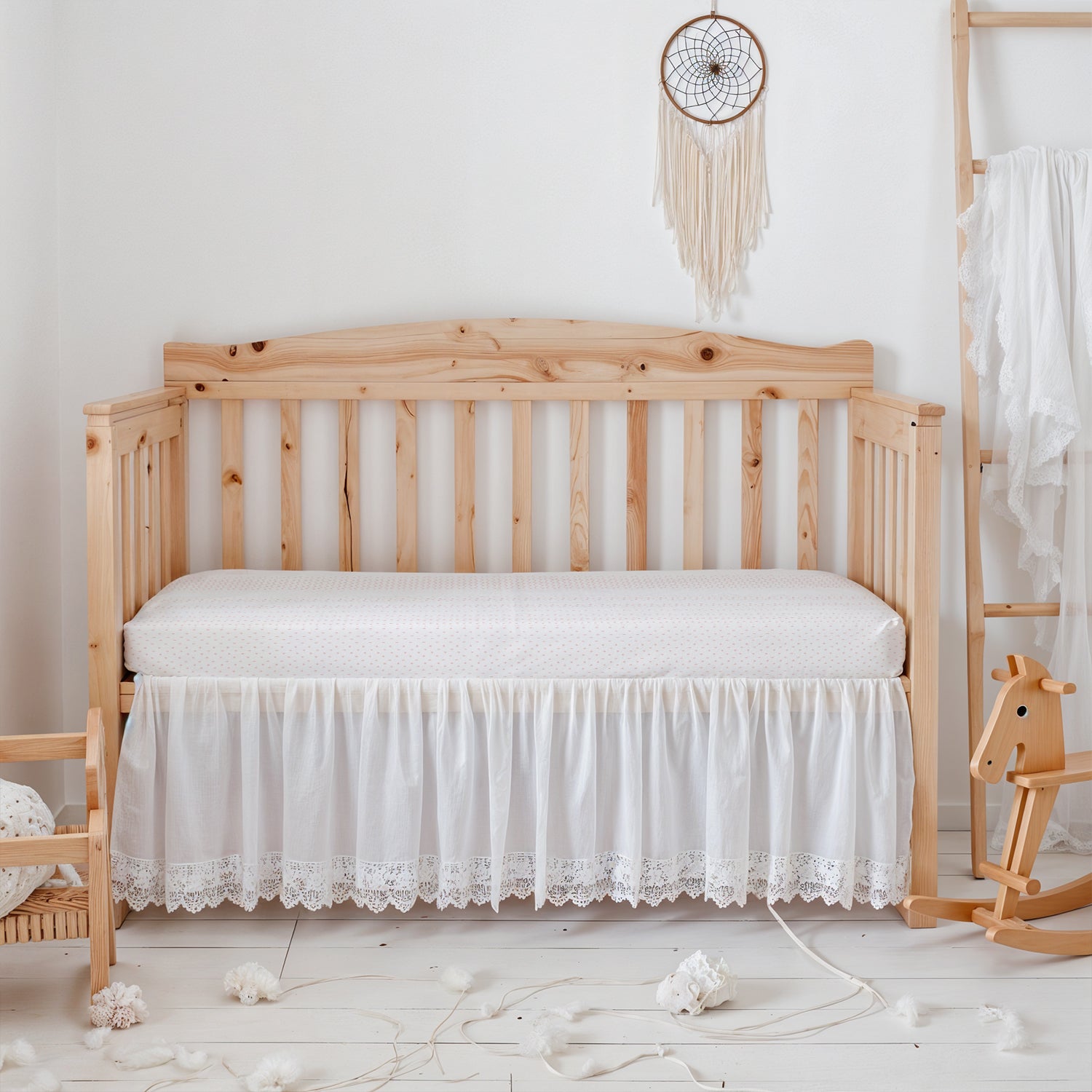 Premium Cotton 2PC Crib Sheets (120x60 cm) Soft, Breathable, Fitted Baby Mattress Sheets Pastel Clouds