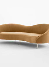 Luxe Lounge Luxurious Camel Velvet 3 Seater Sofa - 241cm Chic & Comfortable Lounge Seating - Cotton Home