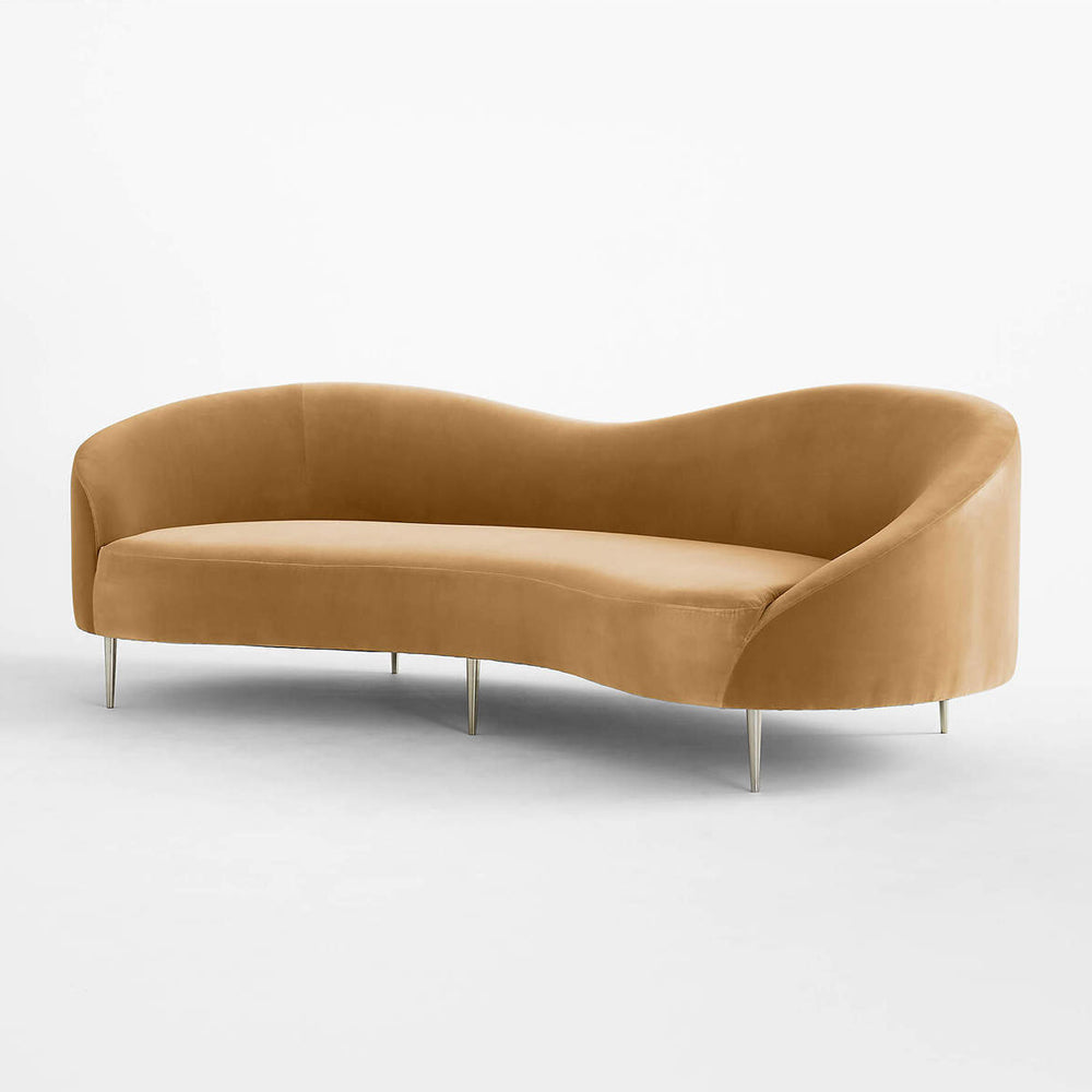 Luxe Lounge Luxurious Camel Velvet 3 Seater Sofa - 241cm Chic & Comfortable Lounge Seating - Cotton Home