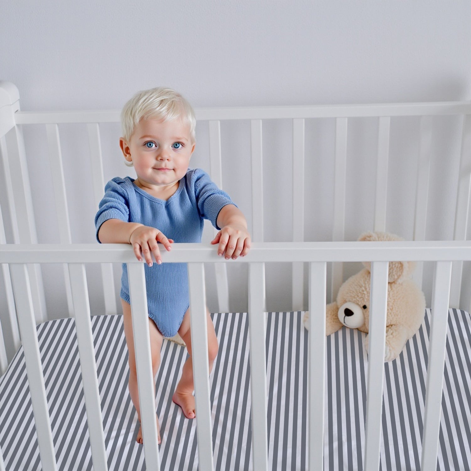 Premium Cotton 3-Piece Baby Crib Bedding Set (120x60 cm) Fitted Baby Mattress Sheets and Protector Shelly Rains