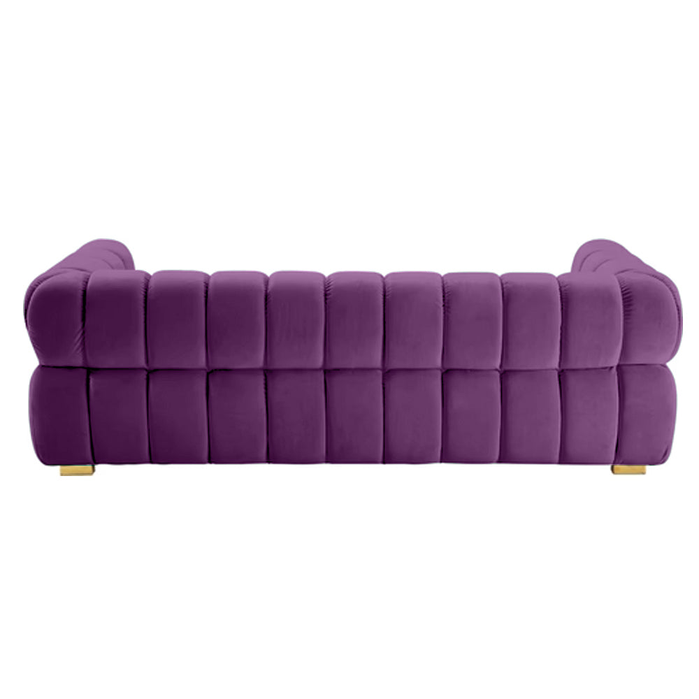 Gwen 3 Seater Sofa Velvet Fabric - Purple - L231cm x W89cm X 75cm - Cotton Home