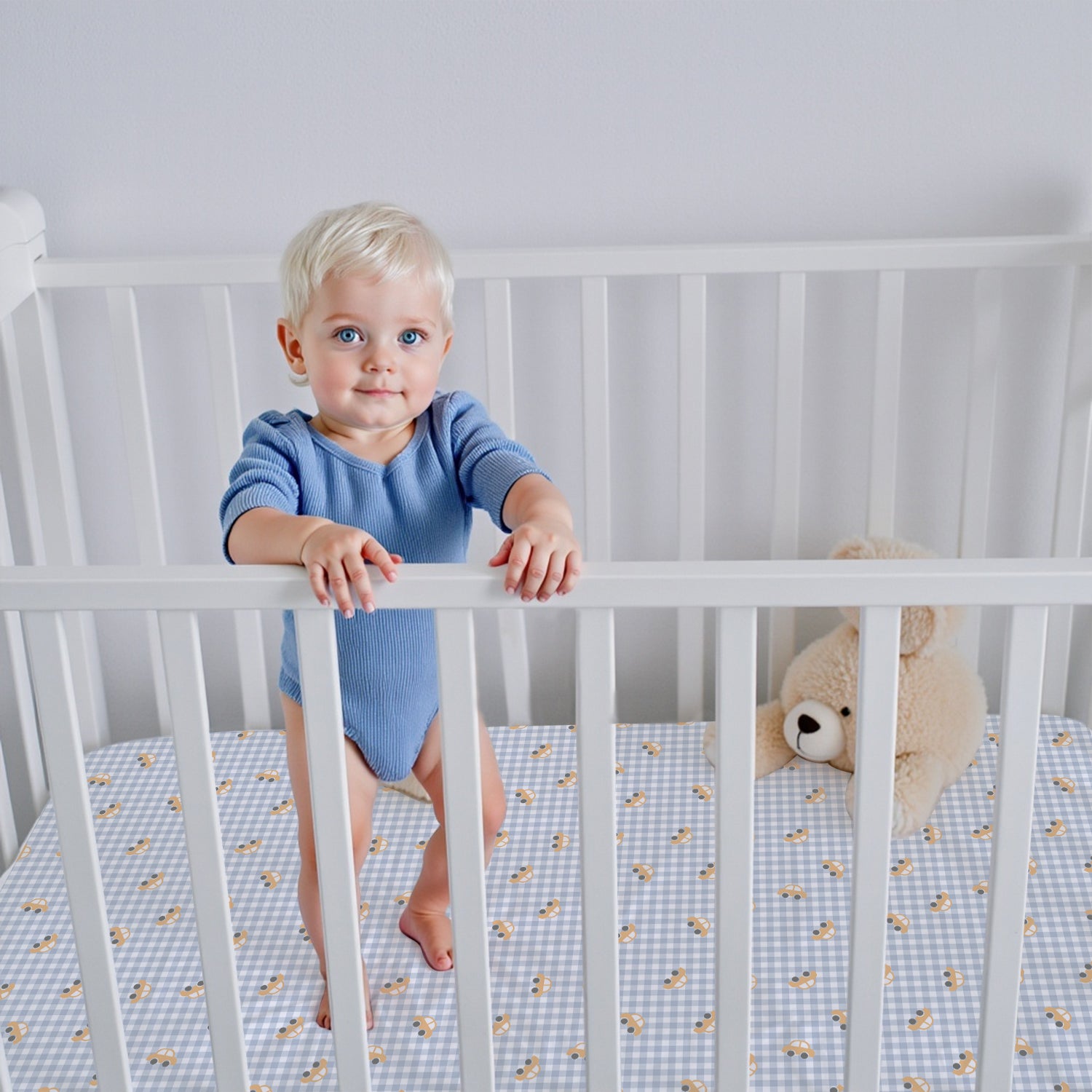 Premium Cotton 2PC Crib Sheets (120x60 cm) Soft, Breathable, Fitted Baby Mattress Sheets Little Cars