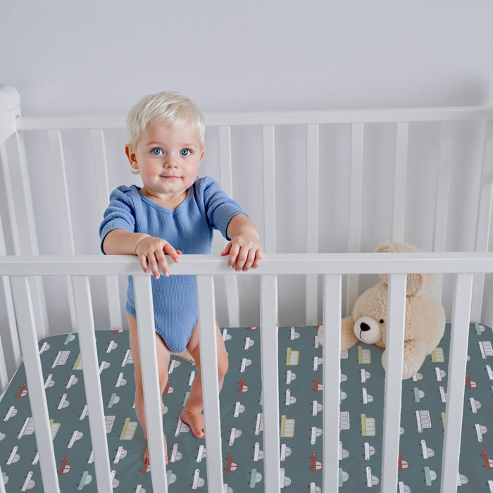 Premium Cotton 2PC Crib Sheets (120x60 cm) Soft, Breathable, Fitted Baby Mattress Sheets Dream Home