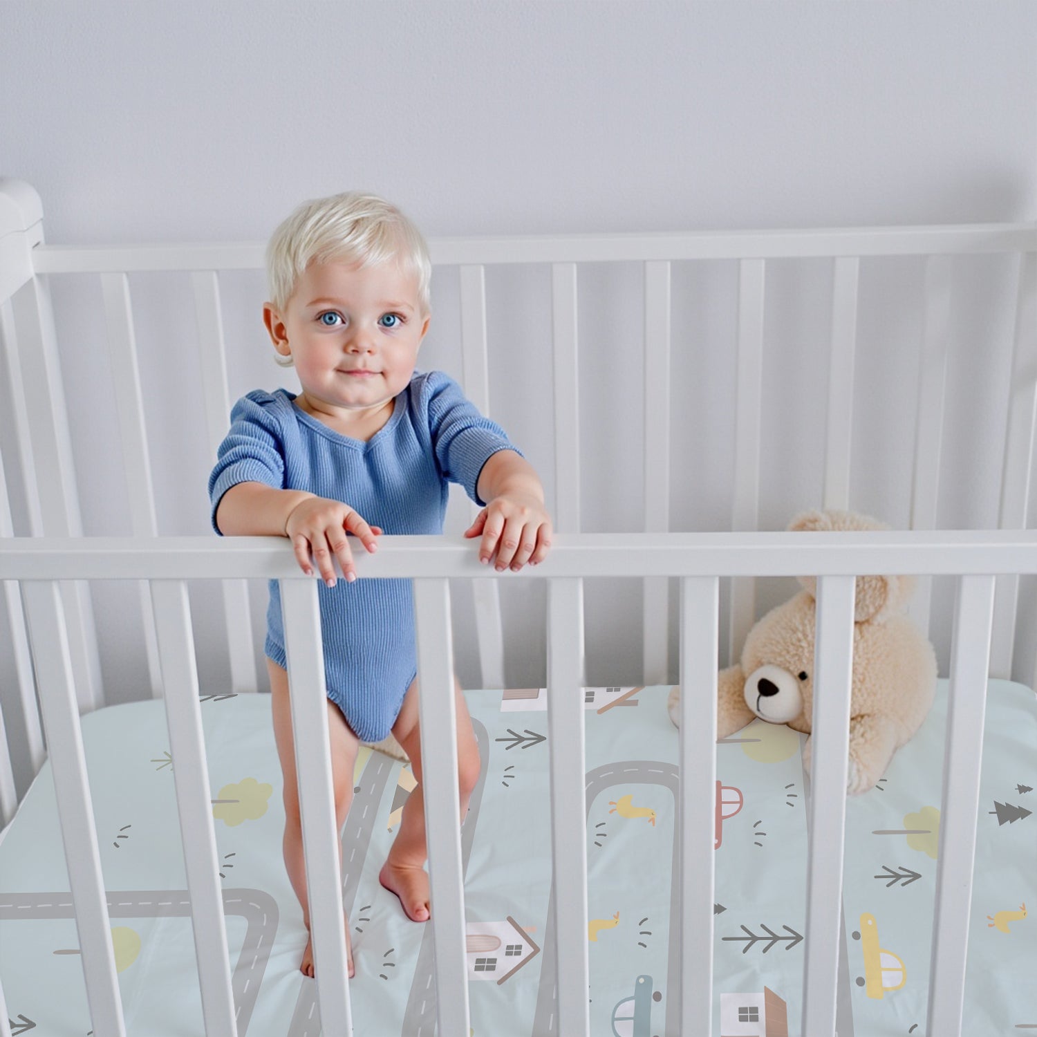 Premium Cotton 2PC Crib Sheets (120x60 cm) Soft, Breathable, Fitted Baby Mattress Sheets Dream Home