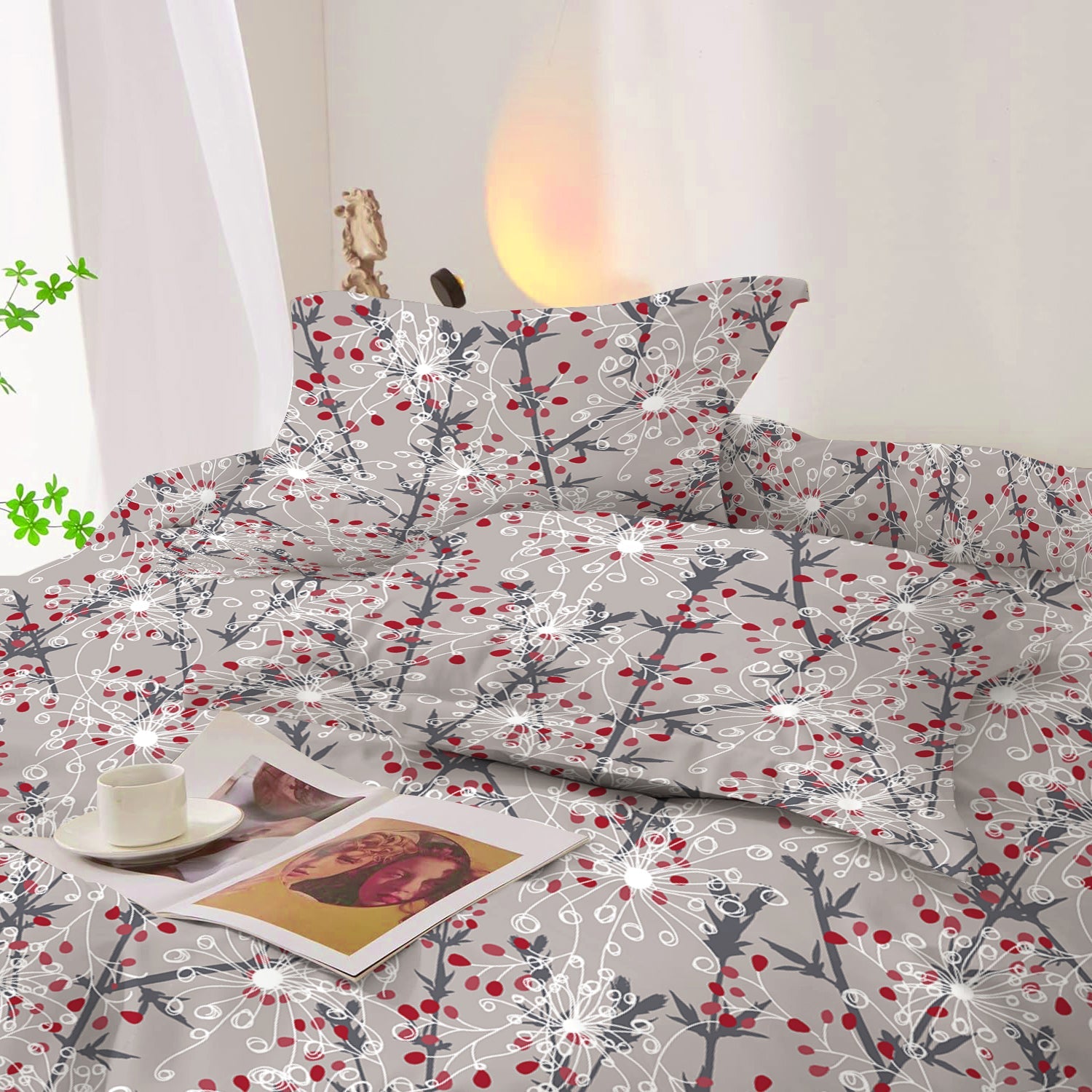 Duvet Cover 4 piece set Super King size High quality 240x260 duvet cover with Fitted sheet and pillow cases Midnight garden - Cotton Home