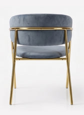 Luxury Grey Velvet Dining Chair with Gold Stainless Steel Legs 75 x 55 x 52 cm
