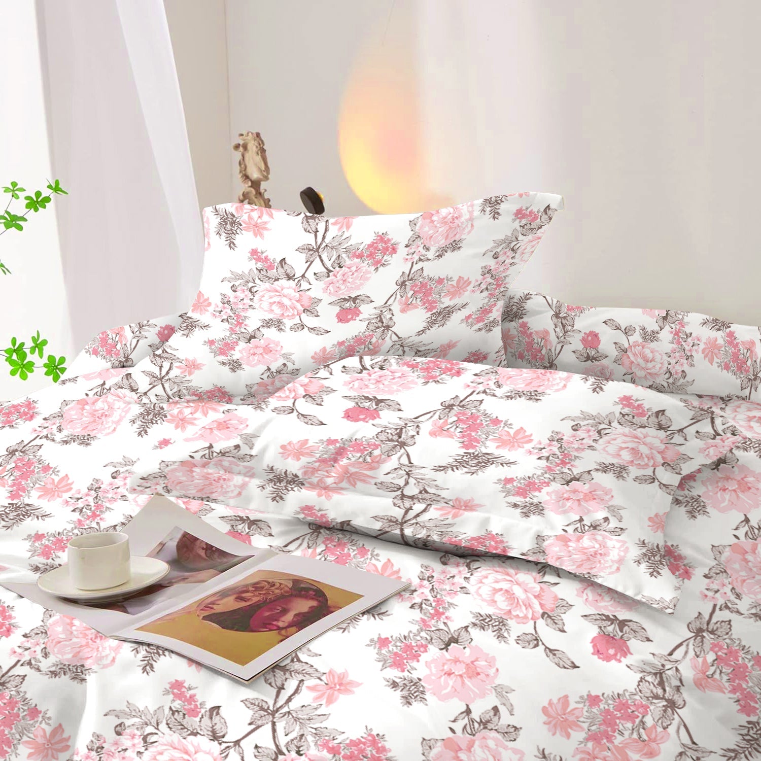 Duvet Cover 4 piece set Super King size High quality 240x260 duvet cover with Fitted sheet and pillow cases Abstract Harmony - Cotton Home