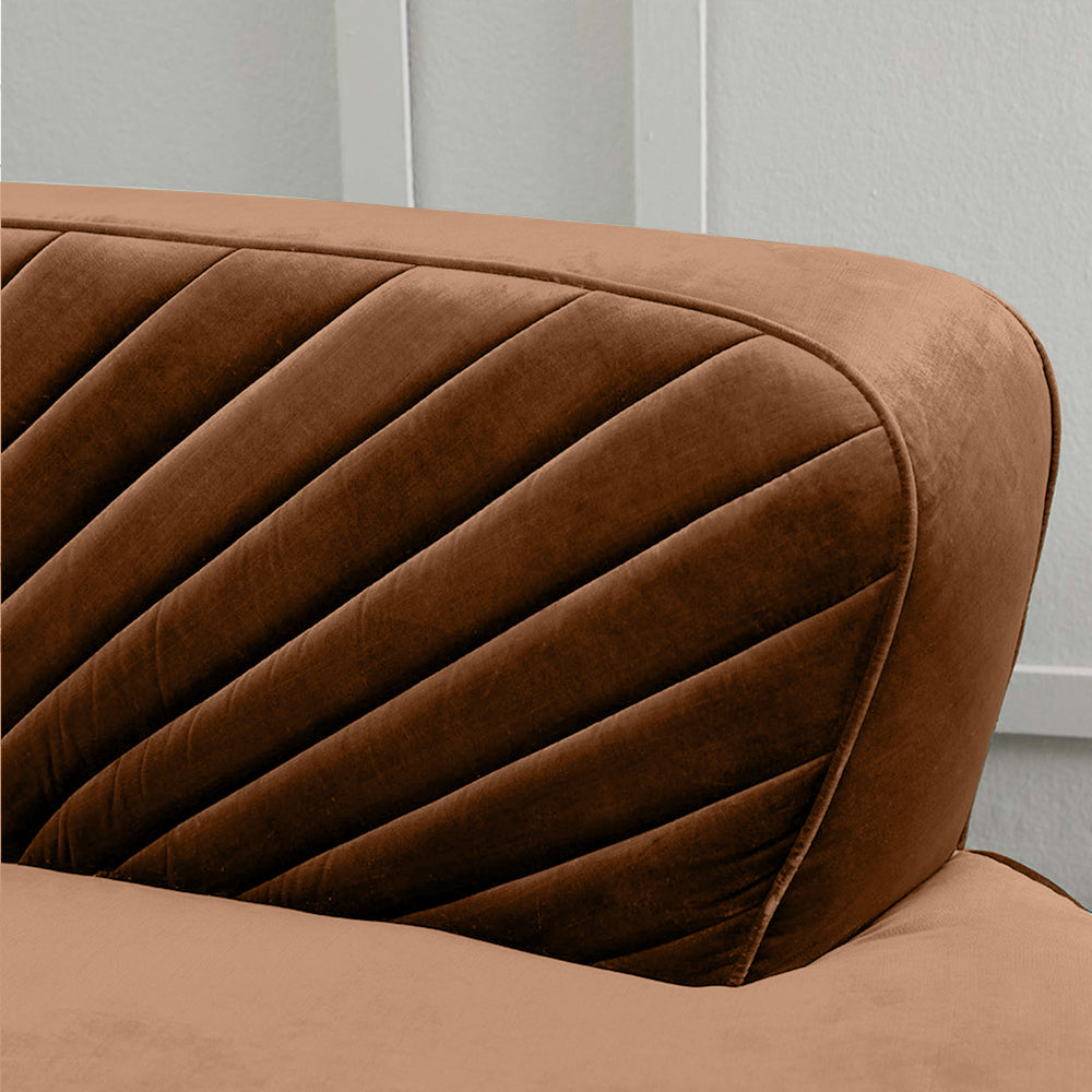 Northpol 3 Seater Sofa Velvet Fabric - Golden - L242cm x W100cm X H78cm - Cotton Home