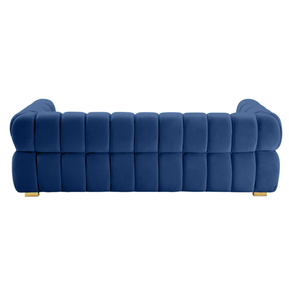 Gwen 3 Seater Sofa Velvet Fabric - Navy Blue - L231cm x W89cm X 75cm - Cotton Home
